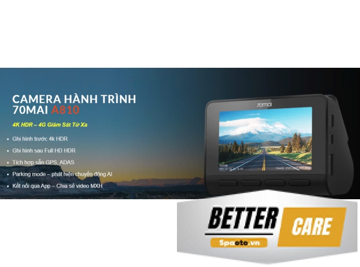 Camera hành trình  70mai A810 4K HDR – 4G Giám Sát Từ Xa